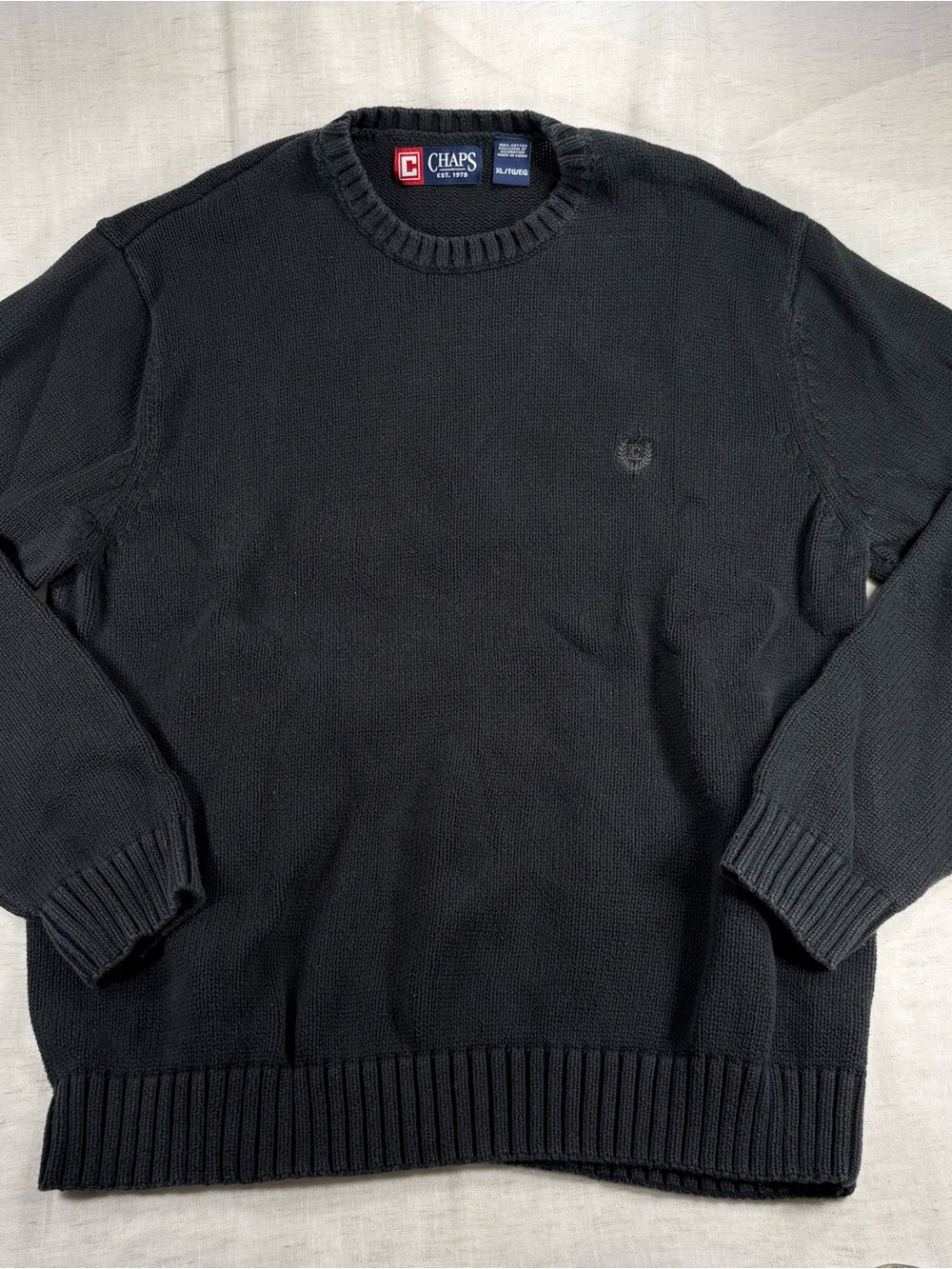 Chaps Men’s Black Cotton Crewneck Sweater
